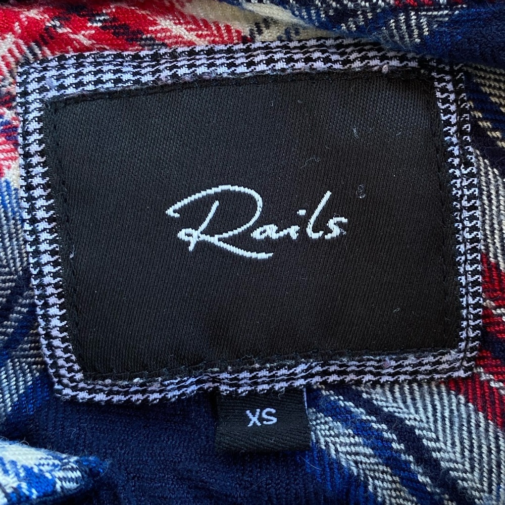 Rails Hunter Checked Navy & Red Button Down Shirt - image 5